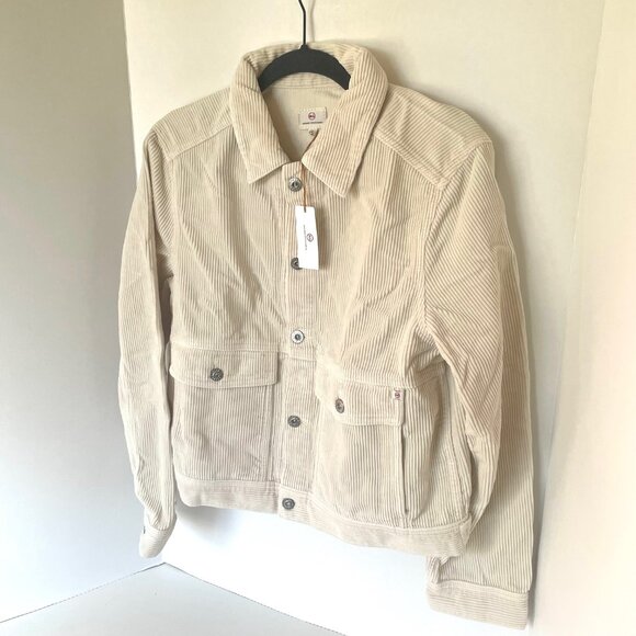 Anthropologie Corduroy Cropped Trucker Jacket L White - Picture 4 of 11